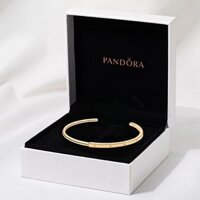 100% PANDORA genuine S925 sterling silver jewelry bracelet pendant Pandora Signature I-D Open Bangle