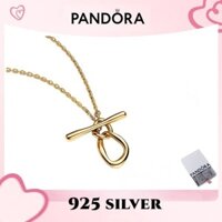 100% phụ kiện đeo bạc S925 chính hãng PANDORA[ 363255 C00-50]Dây chuyền chữ T hình tròn hữu cơ 48AH