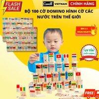 100 Quân Cờ Domino Lá Cờ Các Quốc Gia, Xếp Hình Tập Nhận Biết Quốc Kì, Đồ Chơi Domino Bằng Gỗ Tự Nhiên Cao Cấp