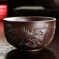 ☞✹☏[100% quặng thô màu tím cát] Pin Ming Cup Yixing Zisha Độc một chiếc cốc chạm nổi Bộ tách trà bộ tách trà chủ đạo