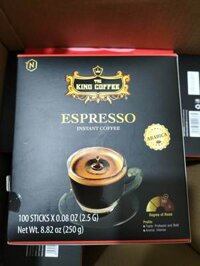 [100 stick] Cà phê hòa tan đen Espresso King Coffee 900g (100 gói x 25g)