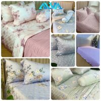 [100% TENCEL 60s] BỘ CHĂN GA PHỦ, DRAP CHẦN LỤA TENCEL CAO CẤP có mền, áo ôm, hoa văn trang nhã, mềm mịn, thoáng mát
