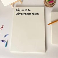 100 tờ giấy A4 Ford kem 75gsm mỏng - Dùng in ấn, vẽ phác hoạ, vẽ stroke, ghi chú