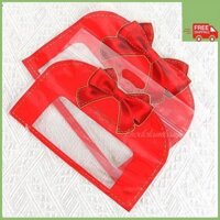 100 Túi zip đựng bánh kẹo mẫu nơ đỏ size lớn đựng 500G-1kg bánh kẹo handmade