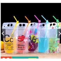100 -Túi zip đựng trà sữa,trà chanh, nước trái cây-480ml