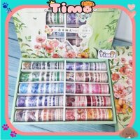 100 washi gồm 10 set washi tape cute vintage cổ điển băng keo hình dán trang trí sổ tay làm dụng cụ bullet journal WS11