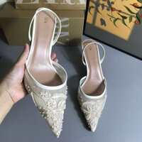 100% ZARA-Phụ nữ Giày cao gót thêu lưới Stiletto gót mũi nhọn