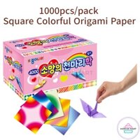 1000 cái / gói giấy origami đầy màu sắc hình vuông / giấy gấp / cho trẻ em thủ công tự làm thủ công / jong ie nara hàn quốc
