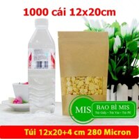 1000 cái túi zip giấy kraft size 12x20cm, túi zip có cửa sổ tràn viền, túi zipper đựng thực phẩm chất lượng cao giá sỉ