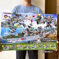 [1000 CHI TIẾT] Siêu To Lego Xếp Hình Con Trai:Người máy biến hình máy bay và tàu sân bay 1000 mảnh