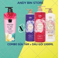 1000 ML- COMBO SỮA TẮM HƯƠNG NƯỚC HOA HÀN QUỐC ON: THE BODY 3 MÙI HƯƠNG VÀ DẦU GỘI ELASTINE HƯƠNG NƯỚC HOA LOVE ME BREEZ