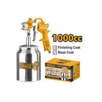 1000cc Súng phun sơn INGCO ASG3101, Áp lực vận hành 3 - 4 bar, Mức tiêu thụ khí 119 - 200 lít/phút (4.2 - 7.1 cfm)