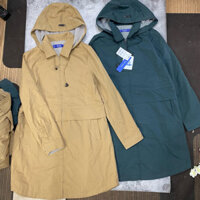 10012  Áo khoác kaki dáng dài nữ hai màu xanh-nâu vàng hàng dư