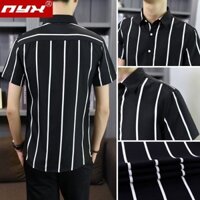 1008 Lần Mua Lại Áo Sơ Mi Sọc Đen Trắng Nam Phiên Bản Hàn Quốc Slim-fit Áo Sơ Mi Tay Ngắn Phổ Biến Nam Công Sở Thường Ngày Inch Áo Sơ Mi Mỏng Phong Cách 25.331