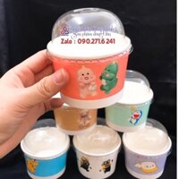 100c Ly giấy đựng kem khói nắp cầu nhiều màu 200ml đựng bánh bông lan trứng muối, kem tươi