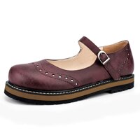 100FIXEO Mary Jane Buckle Strap Platform Block Heel Round Toe Flat Girls School Shoes for Women Dressy Comfortable Party Cosplay Lolita Shoes