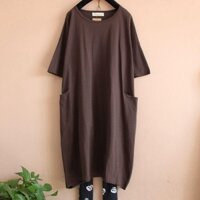 [100kg Có Thể Mặc] Đầm Cotton Plus Size Plus Fat Plus Size Nữ Béo mm Rời Giữa Chiều Dài Tất Cả Trận Đấu Nửa Tay Nữ Kích Thước Bao Bụng Dài Top Top Plus Size Nữ Đầm Dài Nữ
