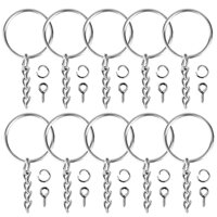 100Pcs Keychain Rings Jewelry With Chain And 100 Pcs Screw Eye Pins Bulk For Crafts