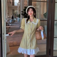 10.10 Váy đầm họa tiết caro ullzang siêu hot- ảnh thật .