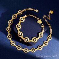 1016-MSMK Dây chuyền Medusa thời trang hip hop sang trọng chất lượng cao, kiểu dáng vintage màu đen, họa tiết dầu nhỏ giọt, phong cách Baroque, quà tặng cho vợ, bạn gái, ngày lễ tình nhân, ngày của mẹ