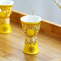 【1019Bộ Sưu Tập Người】Ly rượu gốm mới, ly đỏ tráng men Trung Quốc, ly hai đầu, ly nhỏ mạ vàng, ly rượu sáng tạo, đồ dùng