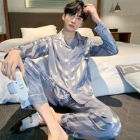 [1044 Lời khen ngợi của mọi người] Bộ đồ ngủ bằng lụa băng phong cách mới Nam Xuân Thu Quần dài tay phong cách mỏng Mùa hè Áo len Cardigan hợp thời trang Bộ đồ mặc nhà / Hạt 253,12