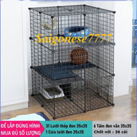 (105*70*70 cm) Chuồng 3 Tầng-36 Miếng Lưới Sắt Lắp Ghép Hàng Rào Lồng Quây Chó Mèo Sóc Hamster Tiện Lợi