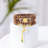 [108 4 lá] Vòng Trầm Hương 108 Mix Túi Bách Ngọc Lớn Theo Mệnh xanh-đỏ-trắng - duonghoj80