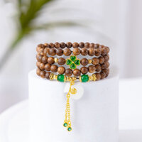 [108 4 lá] Vòng Trầm Hương Hạt Mít Cỏ May Mắn 4 Lá Mix Túi Bách Ngọc - Túi Tiền Tài Lộc -trathuyfp17