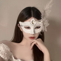 [1088 Đánh giá tích cực] Mặt nạ nửa mặt sexy ren lông vũ cho tiệc hóa trang, mặt nạ Halloween, đạo cụ chụp ảnh, phụ kiện đầu