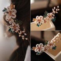 [1090 Lời khen ngợi của mọi người] Mũ đội đầu Hanfu Phụ kiện Ming Made Burnt Blue Ming Made Sườn xám Side Clip Nữ Side Phong cách cổ xưa Tất cả các trận đấu Phụ kiện tóc siêu cổ tích phù hợp Nữ / Hạt 253,30