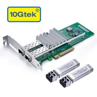 10Gb PCI-E NIC Network Card, Dual SFP+ Port, PCI Express Ethernet LAN Adapter X520-10G-2S-X8 with 2X 10G SFP+ LR Modules