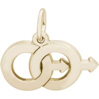 10K Yellow Gold Twins - Male Charm on a 16, 18 or 20 inch Rope, Box or Twist Curb Chain Necklace