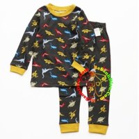 [10kg-12kg] Đồ bộ thun ôm xuất Hàn hiệu Minou VNXK vải thun borip màu xám khủng long