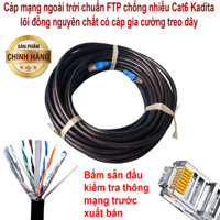 10m đến 50m Cáp mạng ngoài trời Cat6 chuẩn FTP chống nhiễu 8 lõi đồng nguyên chất (bấm sẵn 2 đầu) có cáp treo dây