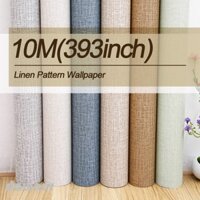 10m Pvc Tự Dính Giấy Dán Tường Họa Tiết Vải Lanh Cho Gia Đình Trang Trí Phòng Ngủ Miếng Dán Phòng Khách