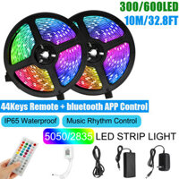 10M SMD5050/2835 RGB Smart LED Strip Light APP Control Music Waterproof Lamp 44 Keys Remote Control + Power Adapter Chri