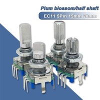 10PCS 20 Position 360 Degree Rotary Encoder EC11 W Push Button 5Pin Handle Long 15/20MM With A Built In Push Button Switch