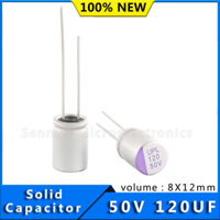 10pcs Mới Gốc 8X12mm trạng thái rắn Bo mạch chủ đồ họa Tụ điện nhôm 120UF 50V