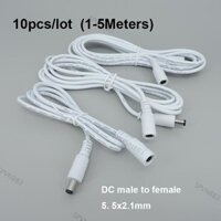 10x 1 / 1.5 / 3 / 5m Trắng DC Nam Sang Nữ jack Nguồn Đầu Nối Cáp 22awg 3A Nối Dài Dây Adapter Cắm 12V 5.5x2.1mm VN8B3