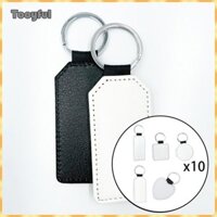 10x Thăng Hoa Trống Móc Khóa Truyền Nhiệt Da PU Móc Khóa Hình Tròn Móc Khóa Chìa Khóa Quyến Rũ Mặt Dây Chuyền Cho