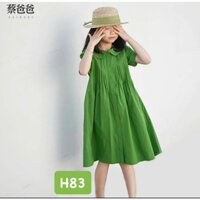(11-26kg) Váy bé gái, Váy xòe tay bồng cổ lá sen xếp ly đáng yêu cho bé gái V178
