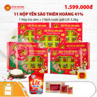 11 Hộp yến sào Thiên Hoàng 41% (6 lọ/hộp) - Tặng 1 hộp trà sâm Wongin T 100 gói + 1 bịch nước giặt Lix 3.2kg