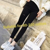 110 kg❤S-5xl❤Fat mm Phiên Bản Hàn Quốc Quần Size Lớn Quần Legging Rách Quần Áo Bé Gái Rời Ôm Hơn Nhìn Bên Ngoài Mặc Xuân Thu Phong Cách Mỏng Beggar Quần Legging Slim-fit Barbie Cô Gái Hàn Quốc Phải Có
