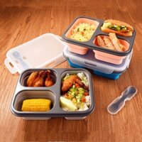 1100ml / 900ml Hộp Cơm Trưa Silicon Có Thể Gập Lại Di Động Người Lớn Sinh Viên Lò Vi Sóng Tủ Lạnh Bento Hộp Bảo Quản Thực Phẩm BPA Free