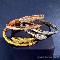 1102-MSMK Vòng tay xương rắn sang trọng chất lượng cao, đầu và đuôi hình tròn mở, nút rắn mạ vàng 18K, quà tặng cặp đôi cho Valentine, mẹ, bạn gái, vợ