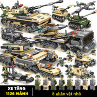 [1126 Chi Tiết - 27 Tạo Hình] Bộ đồ chơi xếp hình xe tăng, xe bọc thép - Đồ chơi lắp ghép xe chiến đấu Quân Đội