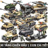 [1126 chi tiết] bộ lắp ráp thuyền chiến hạm, xếp hình Xe tăng, xe bộc thép, xe chở hoã tiễn