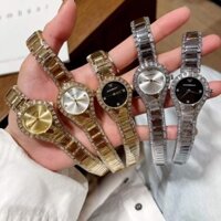 [114] Đồng Hồ Dior Nữ Đính Đá 28mm Sang Trọng, Đồng Hồ Dior Mặt Tròn Màu Trắng/Đen/Vàng Thanh Lịch