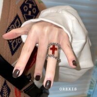 [1162 Yêu Thích] Nhẫn Dây Xích Đỏ Nhẫn Cặp Cá Tính Dành Cho Phụ Nữ Thiết Kế Niche Nhẫn Thời Trang Cao Cấp